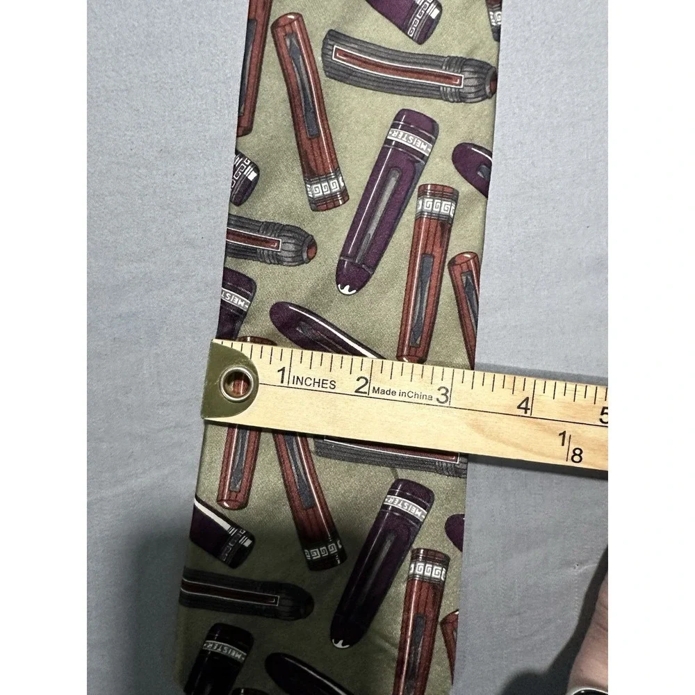 VTG Pierre Balmain Paris Pen Pattern‎ Silk Neck Tie Novelty